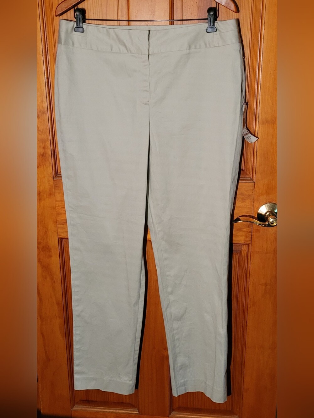 Anne Klein Light Beige Straight-Leg Stretch Trousers Size 12 NWT